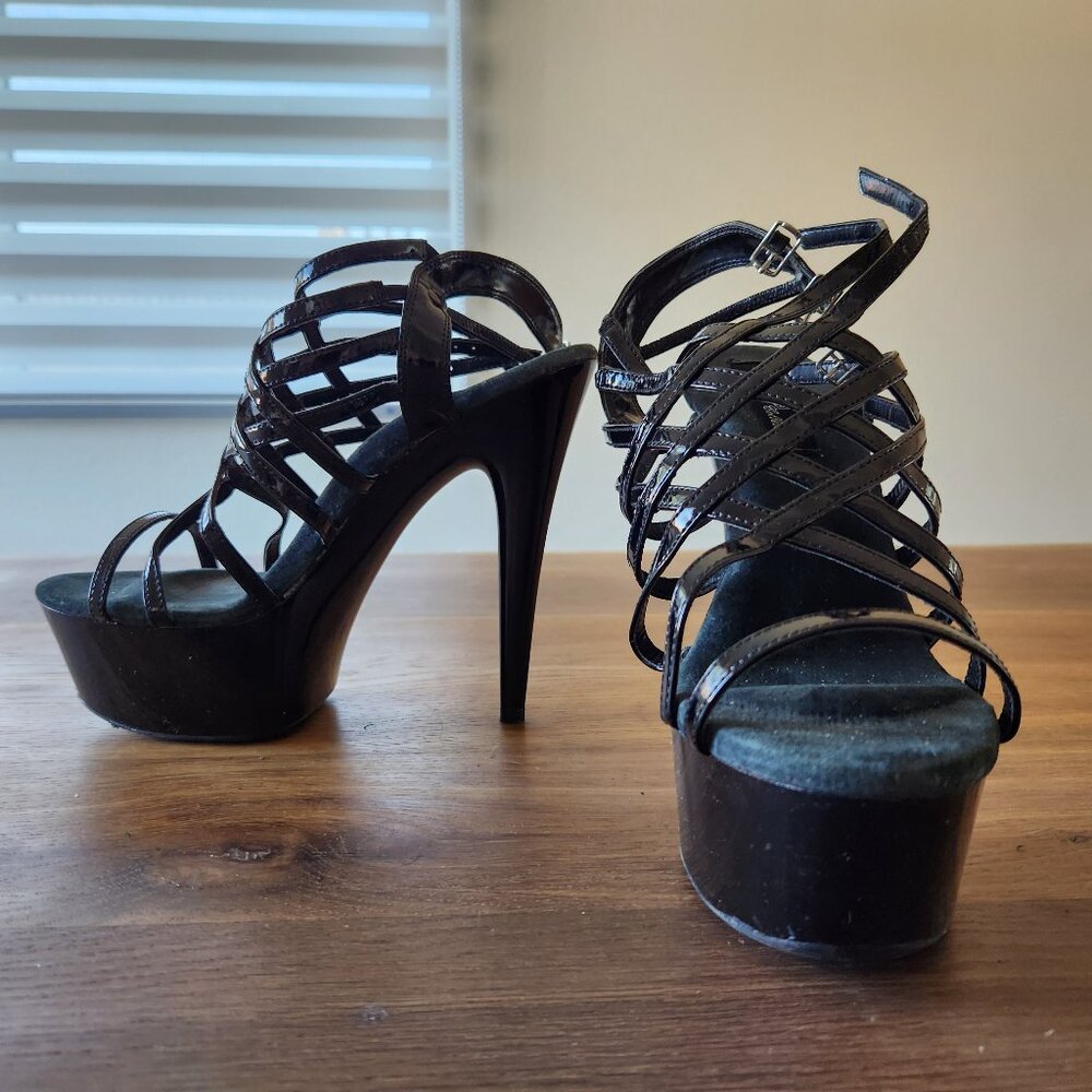 NEW - Black Strappy 6" Platform Heel size 10 - The Highest Heel